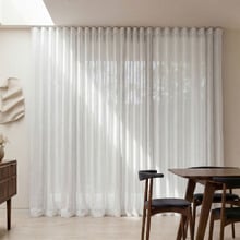 Custom Burano Linen-Blend Sheer S-Fold Single Panel Curtain & Track Set